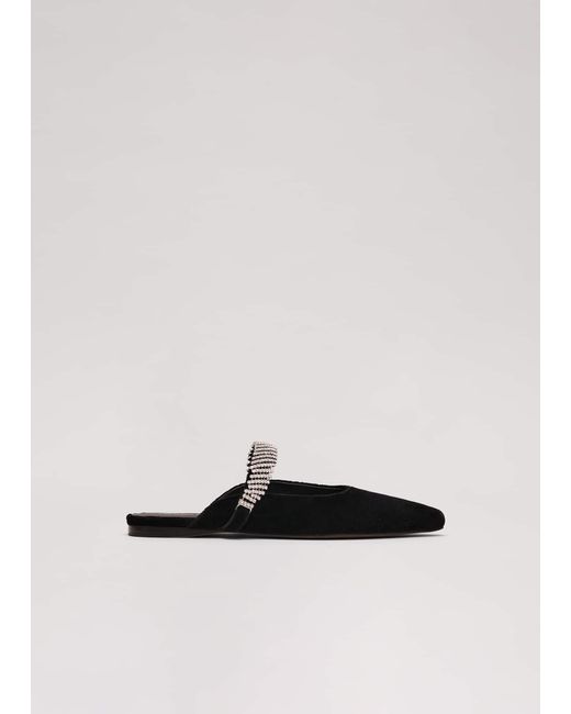 Phase Eight White 's Black Velvet Sparkle Flat Mule