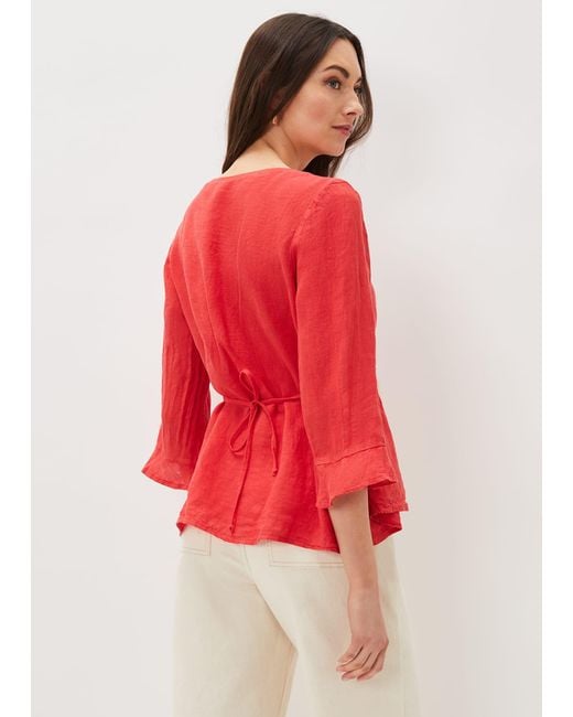Phase Eight Red Iola Channel Waist Blouse