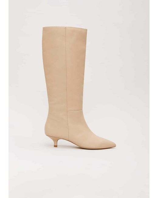 Phase Eight White Knee High Kitten Heel Boot