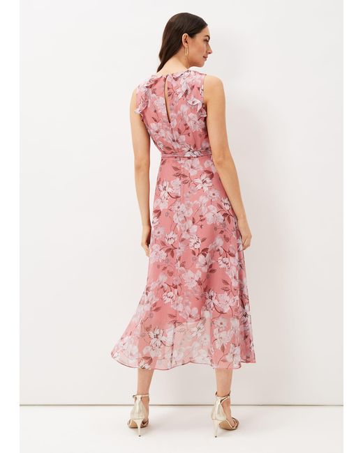 Phase Eight Pink Rubith Floral Midi Dress