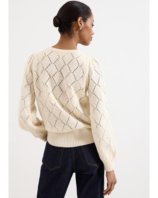 Phase Eight White Fern Pointelle Warm Handle Jumper