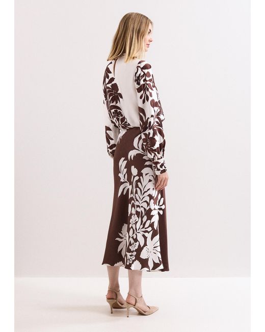 Phase Eight White Hattie Floral Satin Midi Skirt