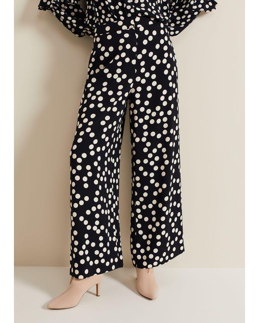 Phase Eight Natural 's Mairead Polka Dot Wide Leg Trouser