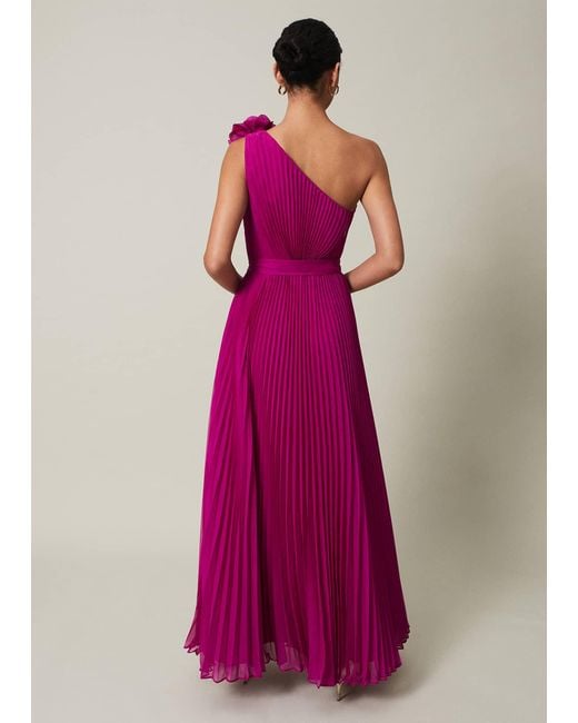 Phase Eight Pink Minnie One Shoulder Pleated Maxi Dress