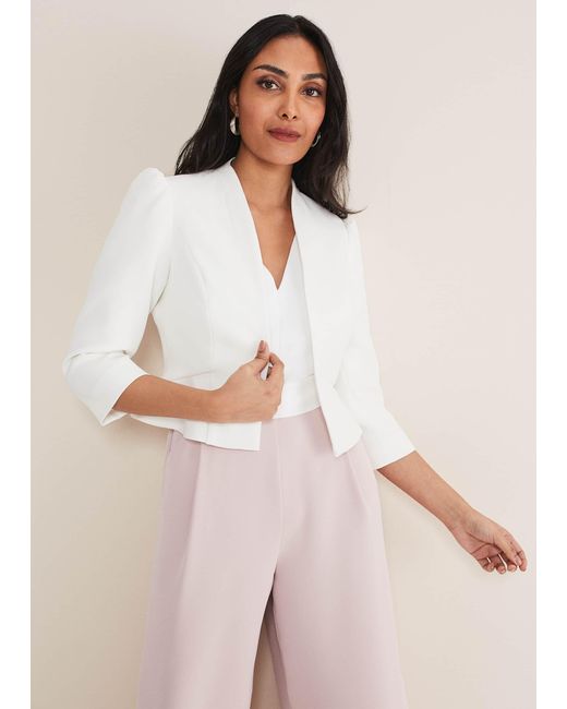 Phase Eight White Petite Isabella Bow Jacket