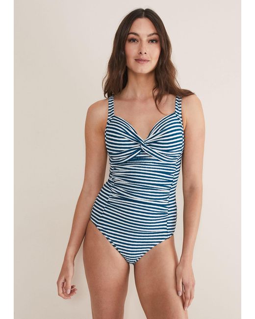 Phase Eight Blue Striped Swimsuit
