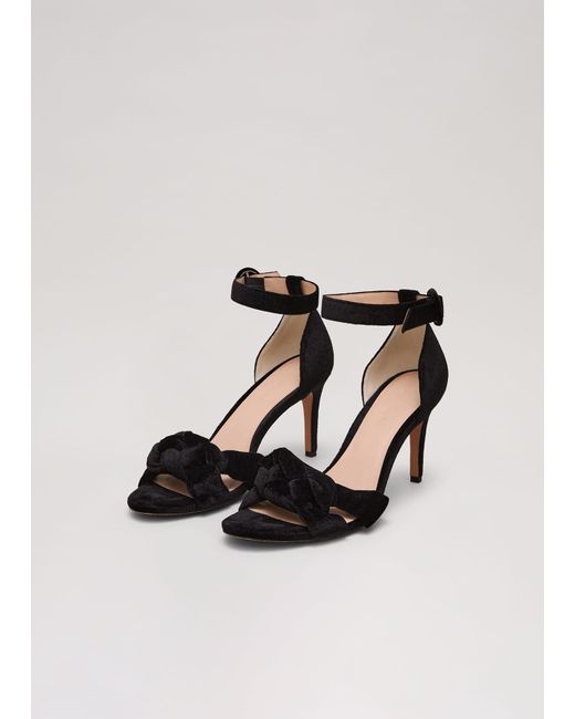 Phase Eight Black Velvet Plaited Strappy Sandal