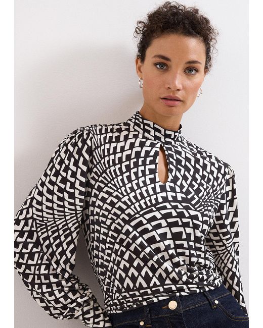 Phase Eight Brown Isla Geo Printed Top