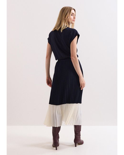 Phase Eight Blue Petite Eleanor Colour Block Pleated Skirt