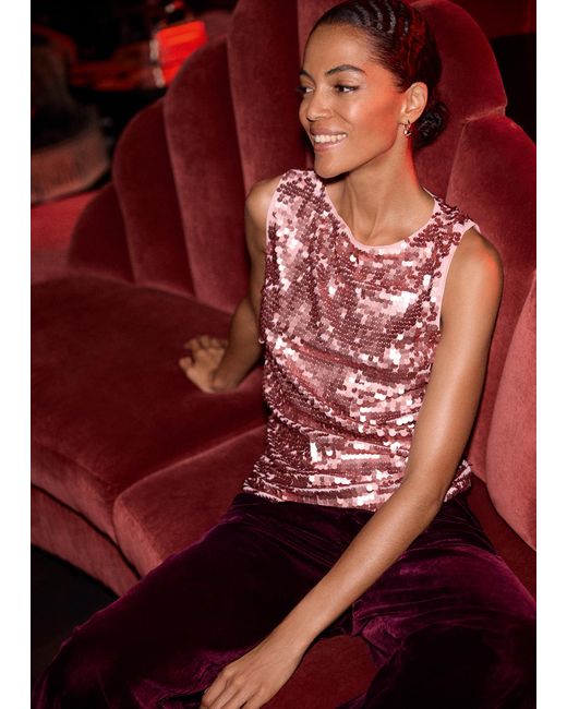 Phase Eight Red Tasha Sequin Top