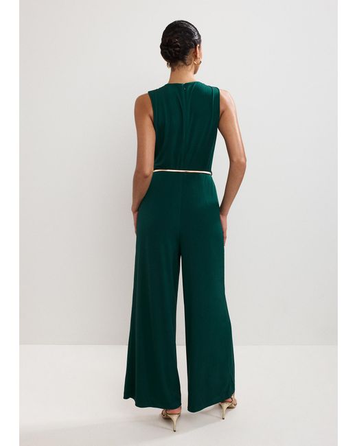 Phase Eight Green Alinda Jersey Trim Jumpsuit