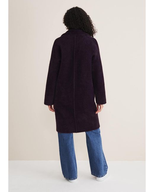 Phase Eight Blue Floressa Fluffy Knit Coat