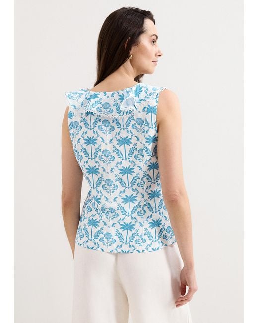 Phase Eight Blue Rhona Linen Blouse