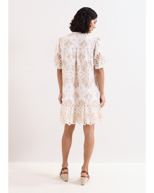 Phase Eight Natural Petite Liliana Broderie Mini Dress