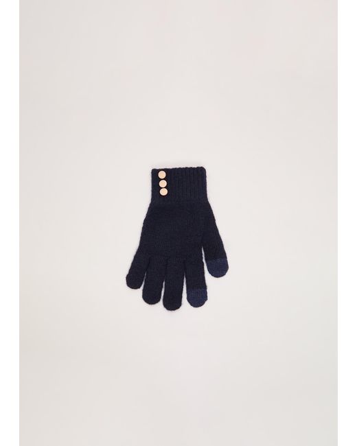 Phase Eight Blue Smart Gloves With Buttons