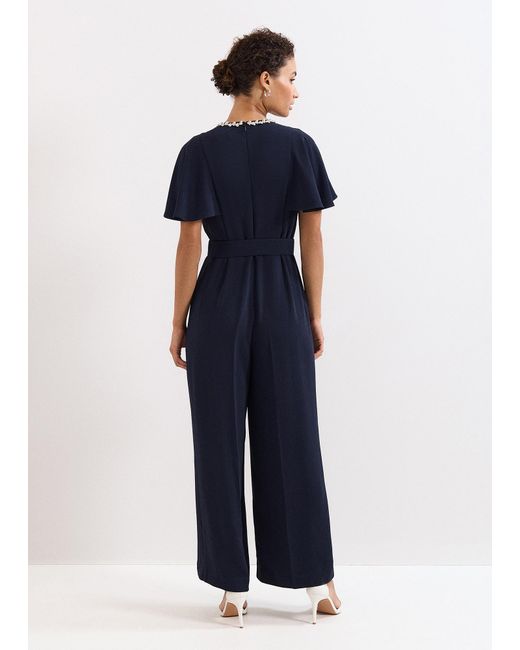 Phase Eight Blue Orwen Jewelled Neck Jumpsuit