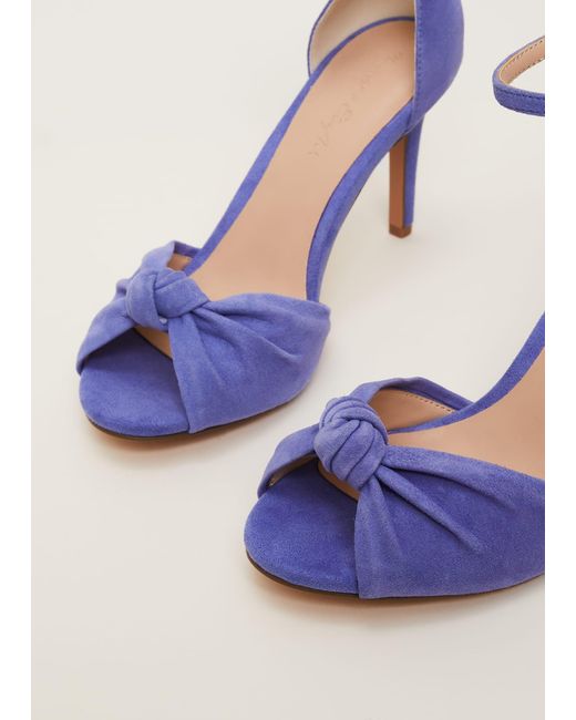 Phase Eight 's Blue Suede Open Toe Heels
