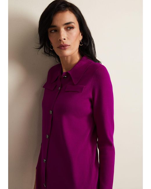 Phase Eight Purple 's Azealia Fine Knit Collared Tunic Dress