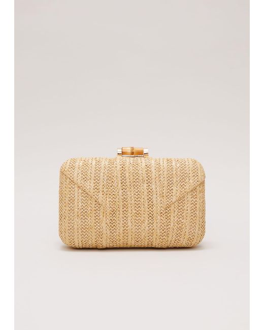 Phase Eight Natural 's Stuctured Raffia Clutch Bag