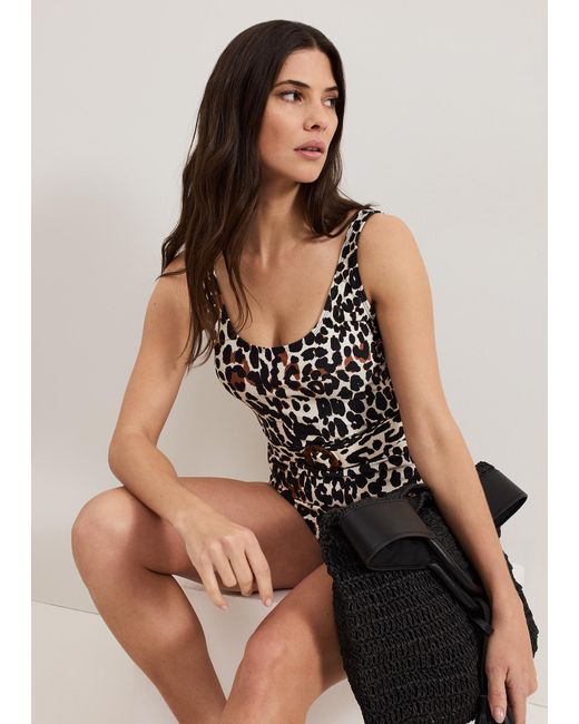 Phase Eight Brown Leopard Print Swimsuit