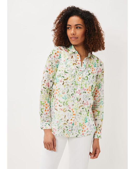Phase Eight White Maddelena Cotton Floral Blouse