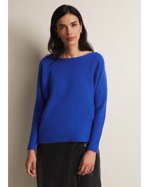Phase Eight Blue Isabella Wool Cashmere Jumper