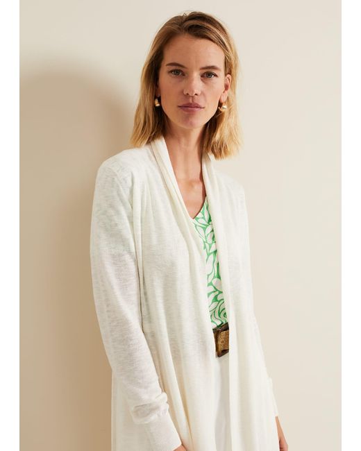Phase Eight Natural 's Louise Linen Longline Cardigan