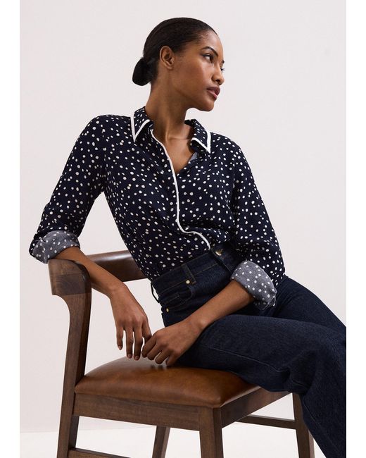 Phase Eight Blue Rita Spot Print Shirt