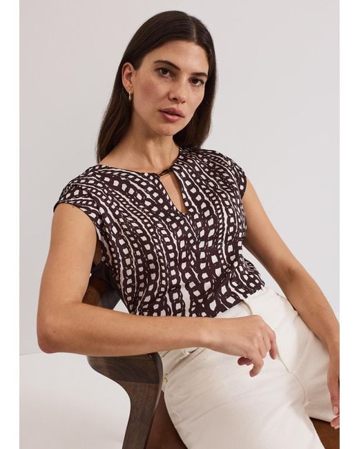 Phase Eight Brown Livie Chain Print Top