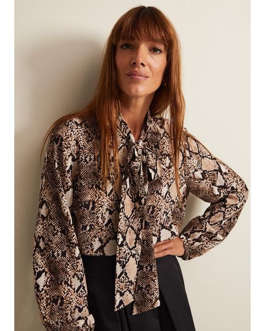 Phase Eight Brown 's Semira Snake Tie Blouse
