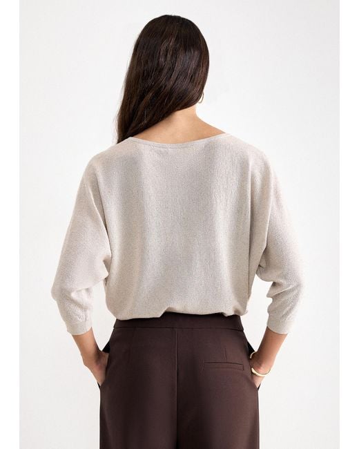 Phase Eight White Cristine Sequin Knitted Batwing Jumper