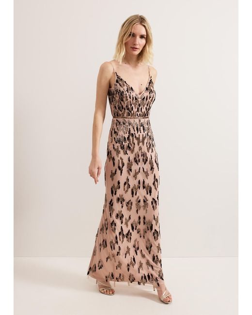 Phase Eight Natural Vienna Beaded Maxi Dress
