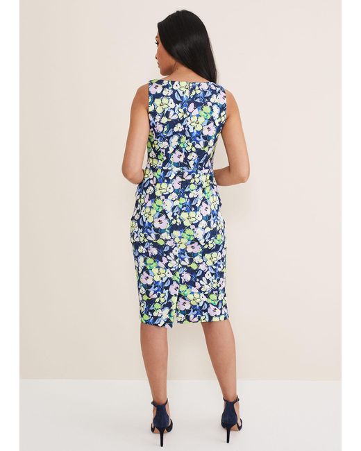 Phase Eight Blue Petite Loretta Printed Scuba Dress