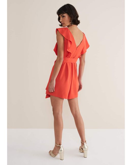 Phase Eight Red Oaklynn Ruffle Playsuit