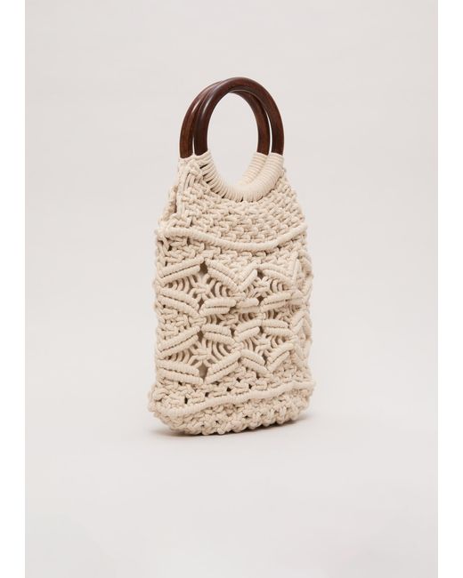 Phase Eight Natural Macrame Bucket Bag