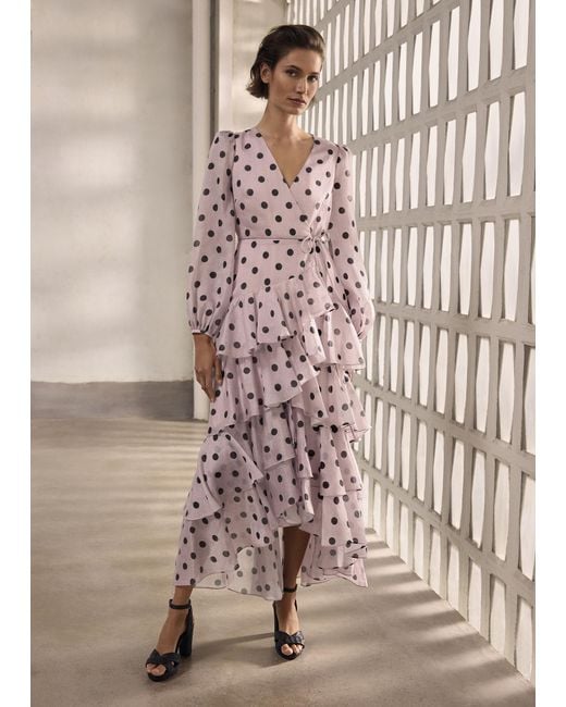 Phase Eight Pink Simone Spot Ruffle Maxi Dress