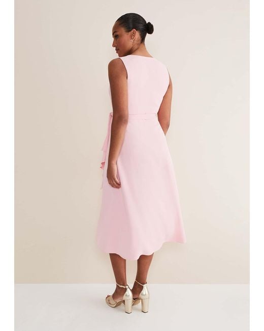 Phase Eight Pink 's Julissa Sleeveless Ruffle Wrap Midi Dress