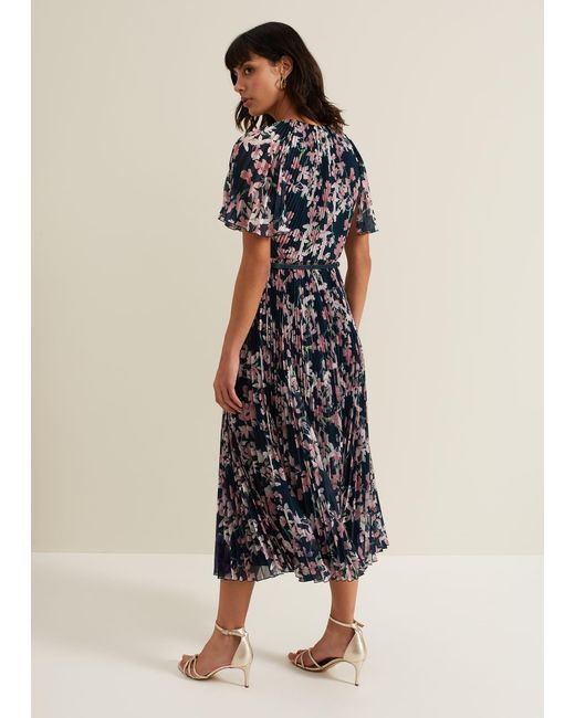 Phase Eight Multicolor Kathleen Floral Pleated Midi Dress