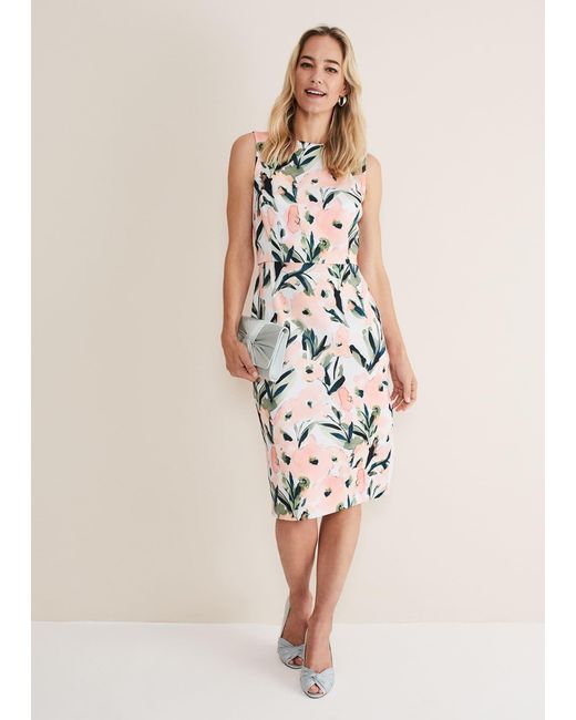 Phase Eight Natural Braelyn Double Layer Scuba Dress