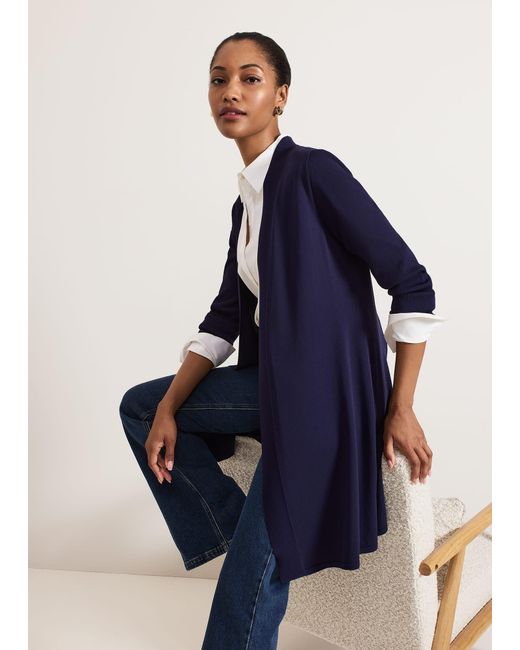 Phase Eight Blue 's Lauren Longline Edge To Edge Cardigan