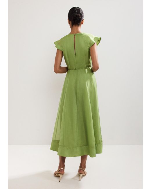Phase Eight Green Annette Frill Midi Dress