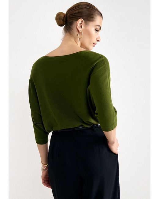 Phase Eight Green Cristine Fine Knit Batwing Jumper