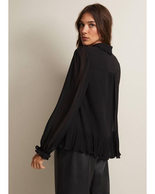 Phase Eight Black April Ruffle Blouse