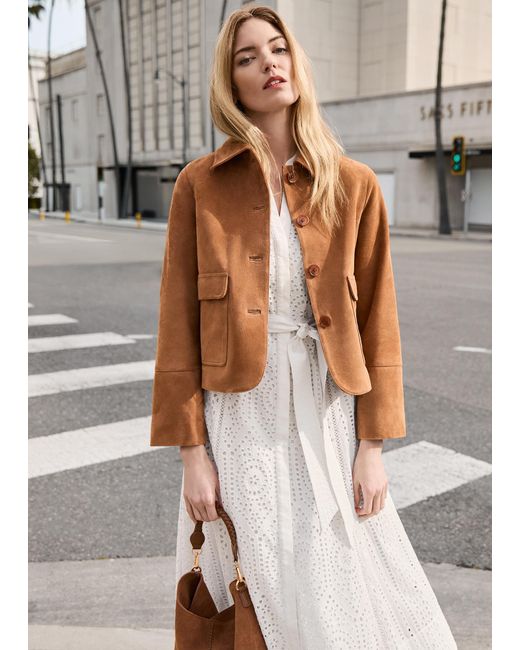 Phase Eight Natural Indira Suede Jacket