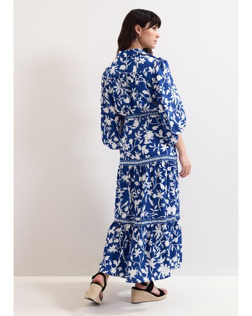 Phase Eight Blue Coralie Midi Shirt Dress
