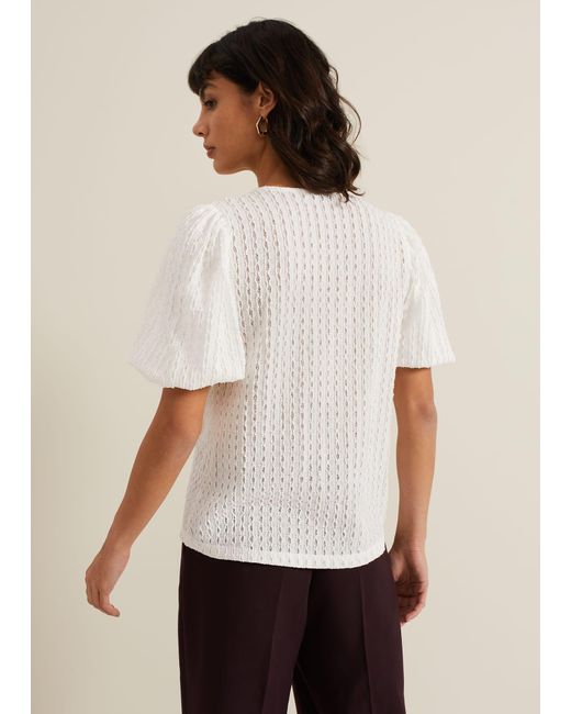 Phase Eight White Aurora Textured Top