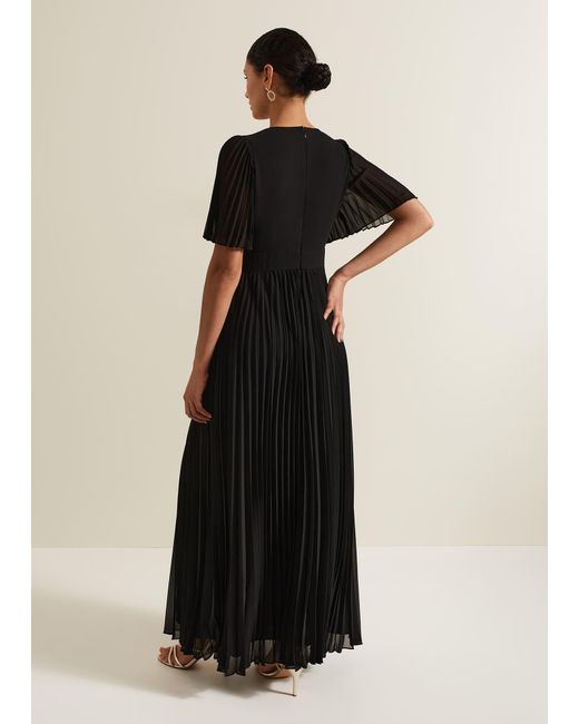 Phase Eight Black Yasmina Pleated Maxi Dress