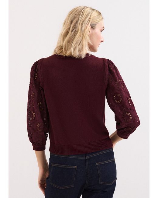 Phase Eight Red Blythe Woven Sleeve Knit Cardigan