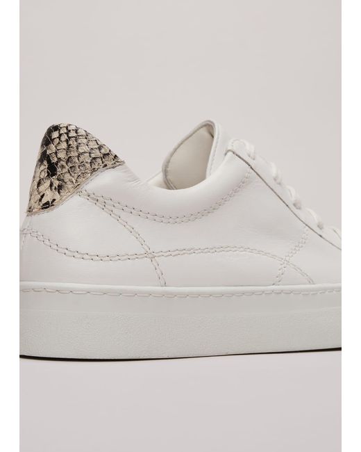 Phase Eight Natural 's White Leather Trainers