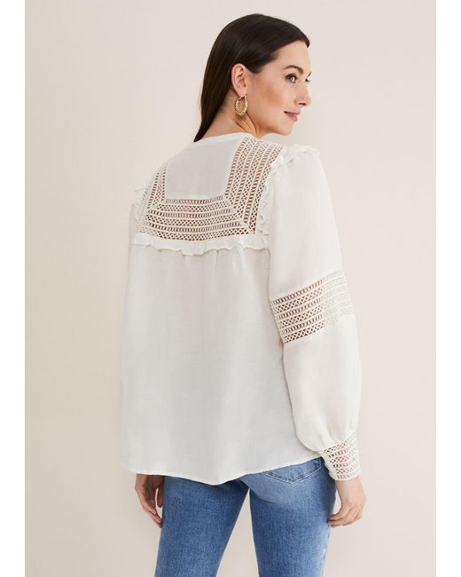 Phase Eight White Franki Linen Blouse